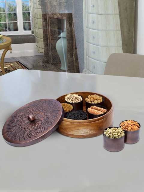 

nestroots Brown Wooden Masala Box