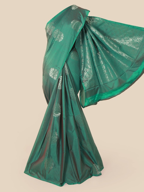 

Pothys Green & Silver Ethnic Motifs Zari Woven Design Saree