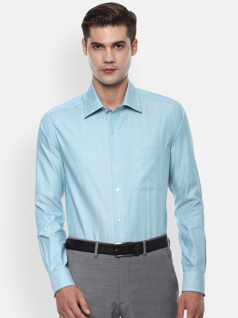

Louis Philippe Men Blue & White Regular Fit Striped Formal Shirt