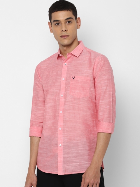 

Allen Solly Men Pink & White Linen Blend Slim Fit Self-Design Casual Shirt