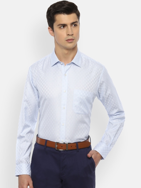 

Van Heusen Men Blue & White Regular Fit Self Design Formal Shirt