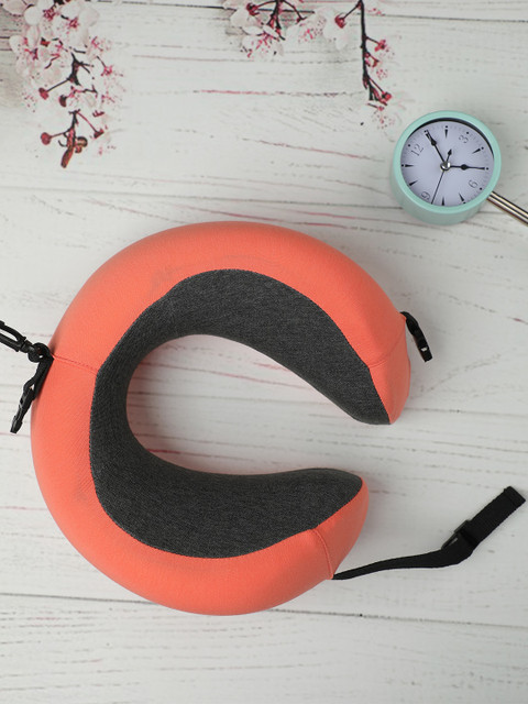 

YOYOSO Orange & Grey Solid Portable U-Shape Travel Pillow