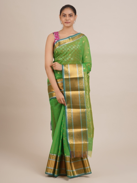 

Pothys Green & Golden Woven Design Saree