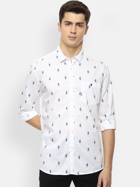 

Louis Philippe Jeans Men White & Blue Slim Fit Printed Casual Shirt