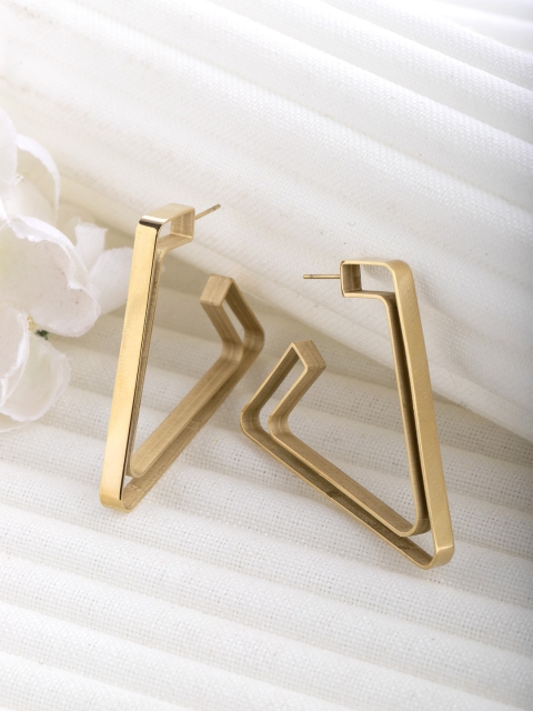 

CRZ Gold-Toned Contemporary Drop Earrings