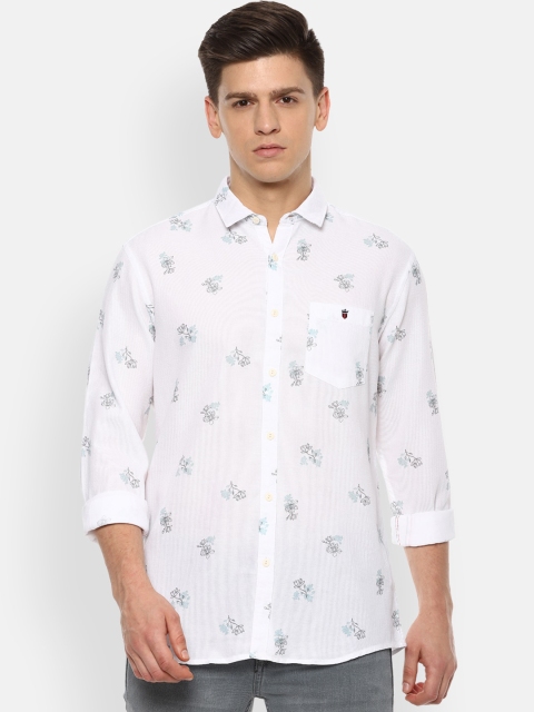 

Louis Philippe Jeans Men White & Grey Super Slim Fit Printed Casual Shirt
