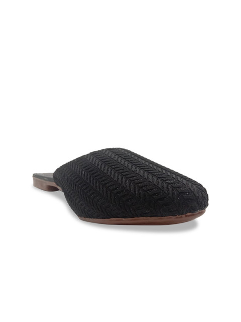 

FEEL FEET Women Black Woven Design Mules