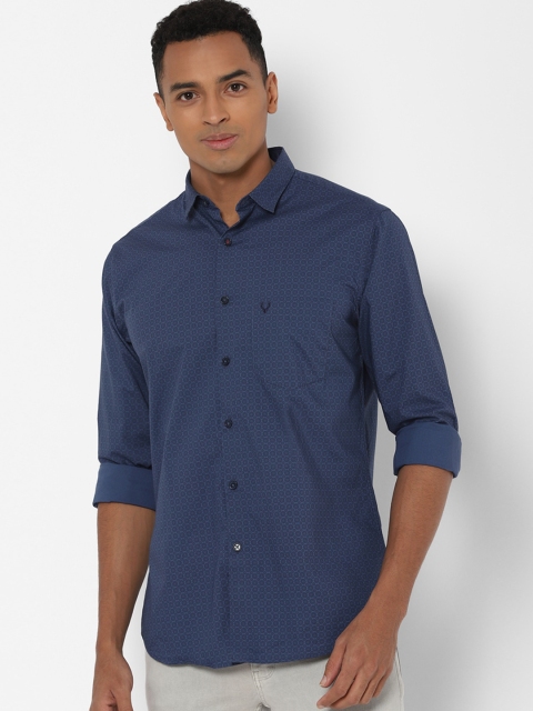 

Allen Solly Men Navy Blue Slim Fit Printed Casual Shirt