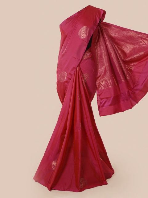 

Pothys Pink & Golden Ethnic Motifs Zari Woven Design Saree