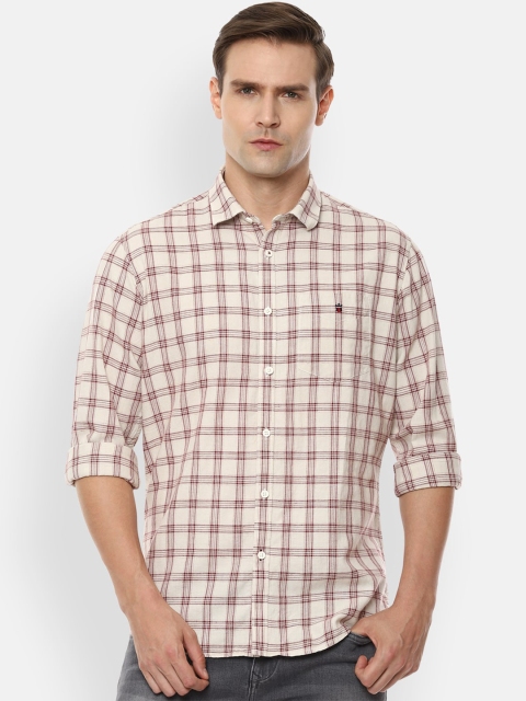 

Louis Philippe Sport Men Beige & Brown Slim Fit Checked Casual Shirt