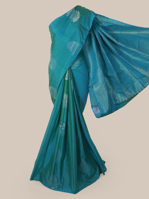 

Pothys Blue & Golden Dual Toned Woven Design Saree