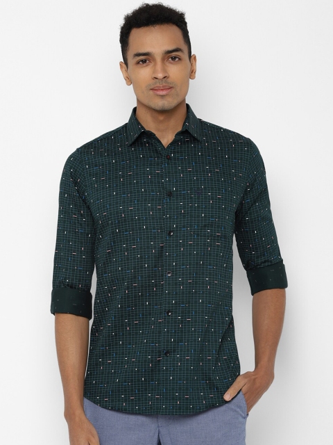 

Allen Solly Men Green & Blue Slim Fit Checked Pure Cotton Casual Shirt