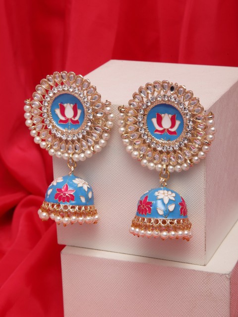 

Shining Diva Blue Dome Shaped Jhumkas