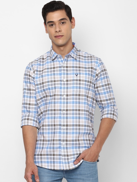 Solly Jeans Co. Men Blue & White Regular Fit Checked Casual Shirt