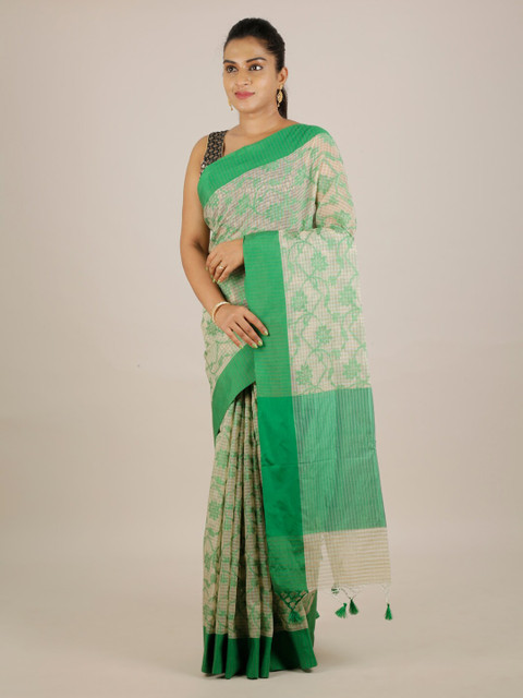 

Pothys Green Woven Design Cotton Blend Saree