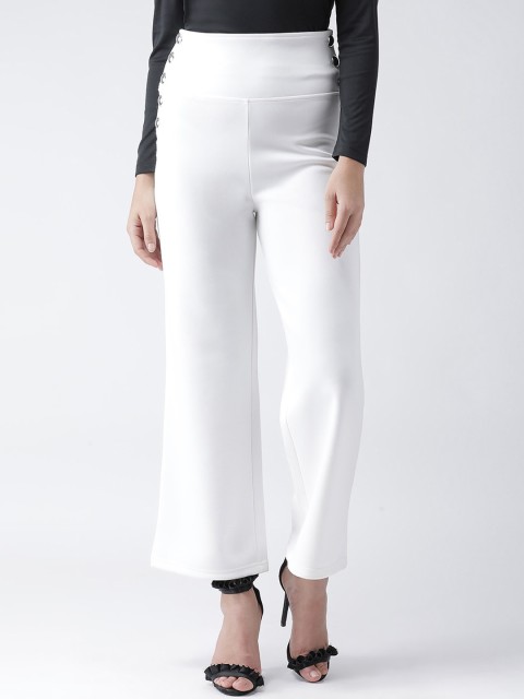 

Texco Women White Regular Fit Solid Flared Trousers