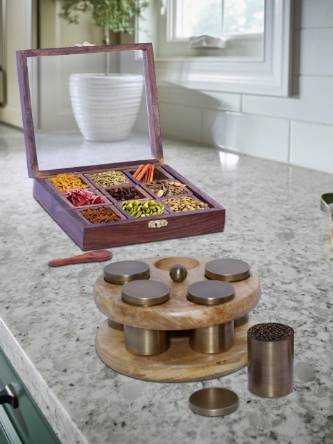 

nestroots Brown Wooden Masala Box Combo