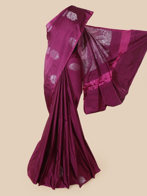 

Pothys Burgundy & Silver Woven Design Saree