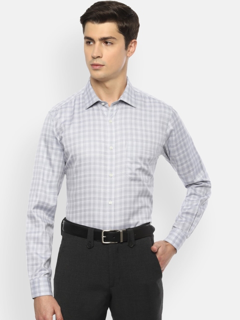 

Van Heusen Men Grey & White Regular Fit Checked Formal Shirt
