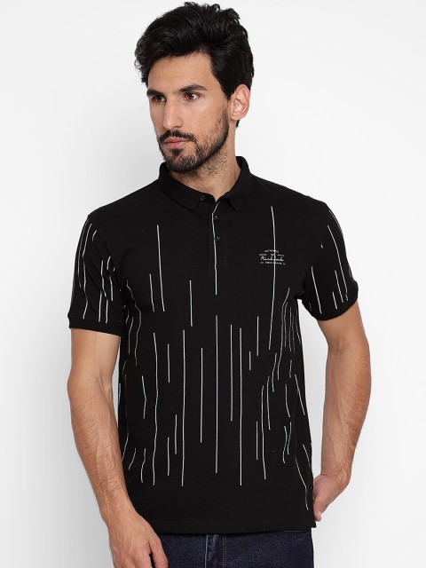 

Richlook Men Black & White Printed Polo Collar T-shirt