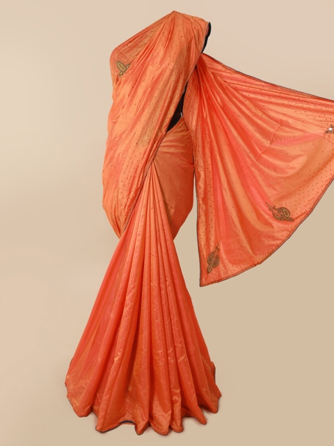 

Pothys Peach-Coloured Embellished Art Silk Saree