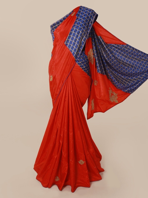 

Pothys Red & Blue Art Silk Embellished Saree