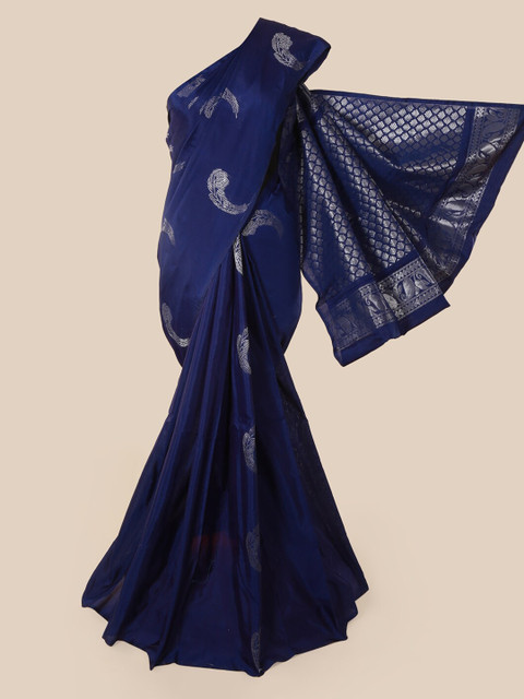 

Pothys Navy Blue & Silver Woven Design Saree