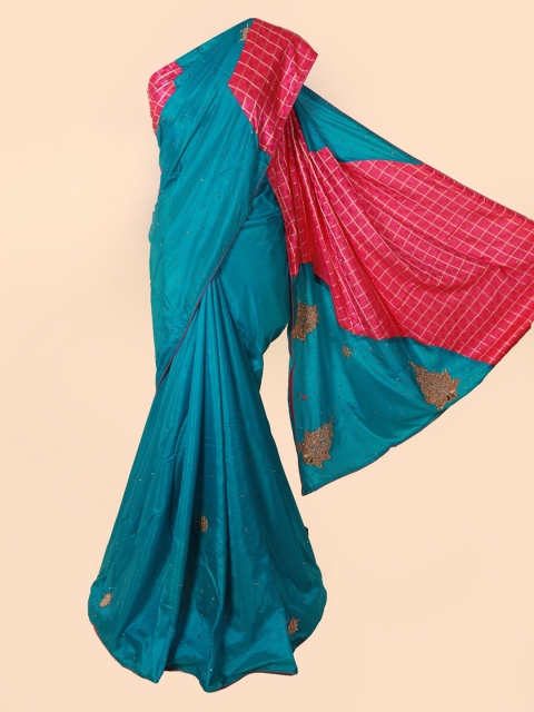 

Pothys Blue & Red Art Silk Checked Saree