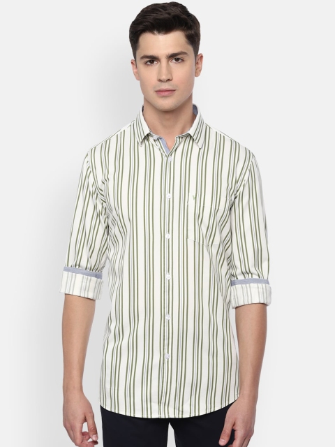 

Van Heusen Sport Men Green Slim Fit Striped Casual Shirt