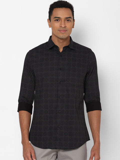 

Allen Solly Men Black & White Pure Cotton Slim Fit Checked Casual Shirt
