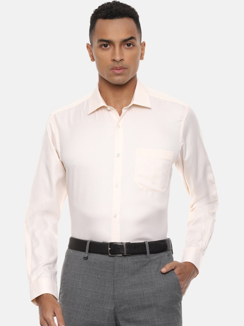

Van Heusen Men Peach-Coloured Regular Fit Self Design Formal Shirt