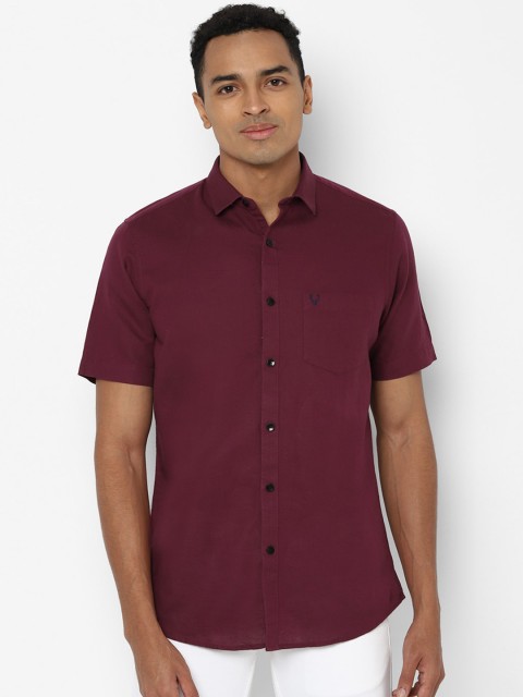 

Allen Solly Men Maroon Pure Cotton Slim Fit Solid Casual Shirt