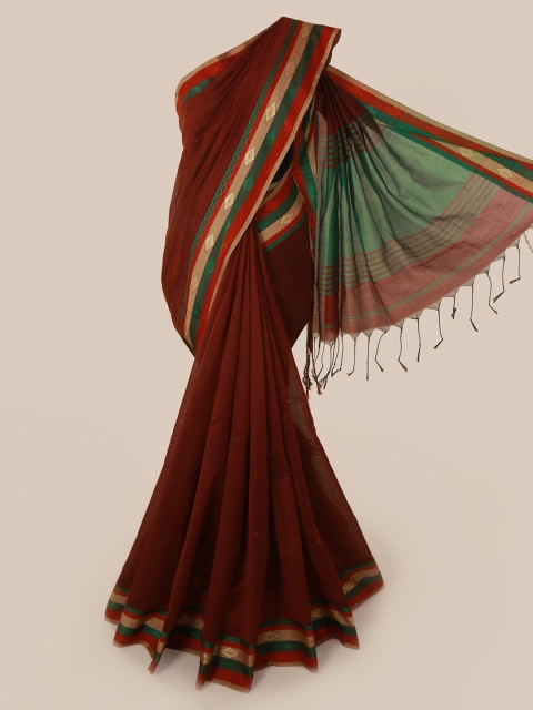 

Pothys Maroon Solid Cotton Blend Saree