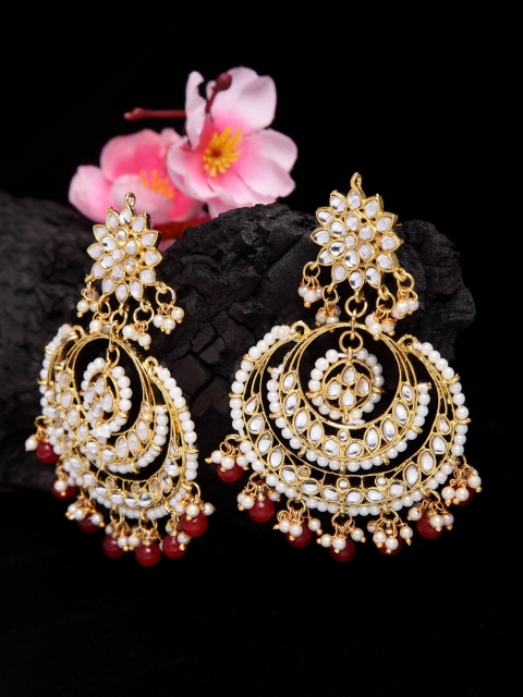 

Shining Diva Gold-Toned & Silver-Toned Crescent Shaped Chandbalis