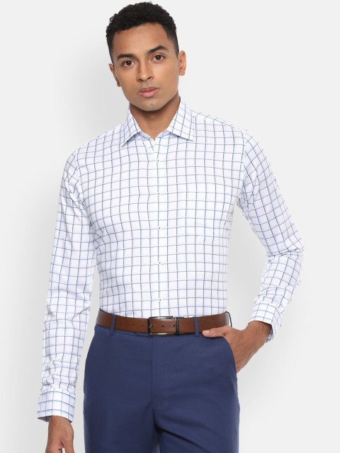

Van Heusen Men White & Blue Slim Fit Checked Casual Shirt