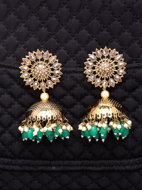 

Shining Diva Green Contemporary Jhumkas