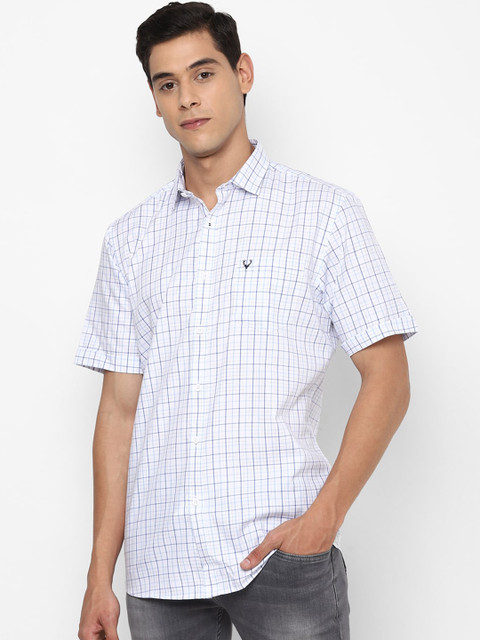 

Allen Solly Men White Slim Fit Checked Pure Cotton Casual Shirt