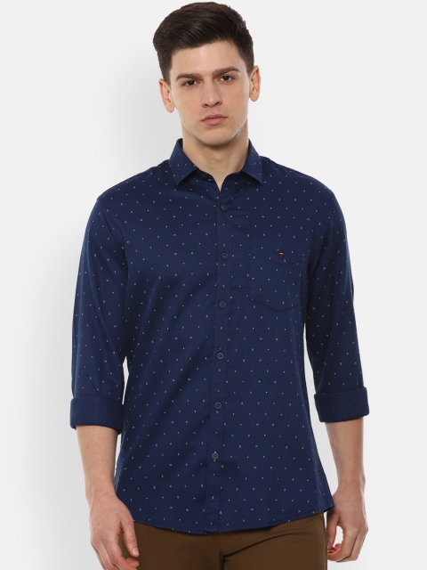 

Louis Philippe Sport Men Navy Blue & Off-White Cotton Slim Fit Micro Print Casual Shirt
