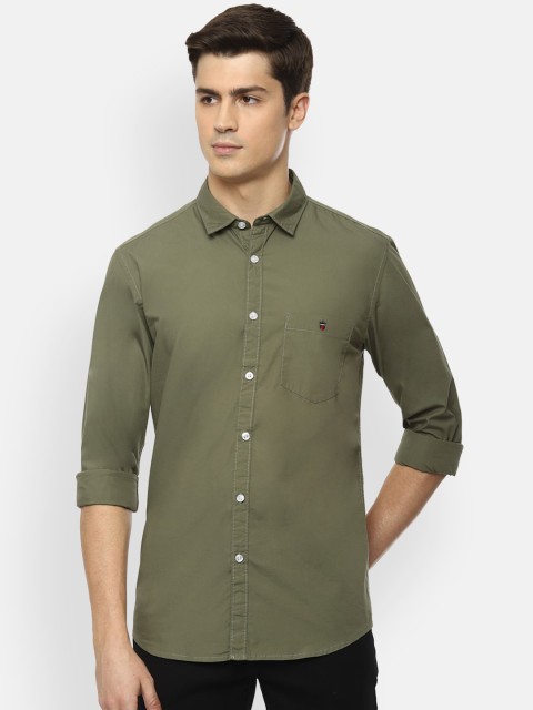 

Louis Philippe Jeans Men Olive Green Slim Fit Solid Casual Shirt