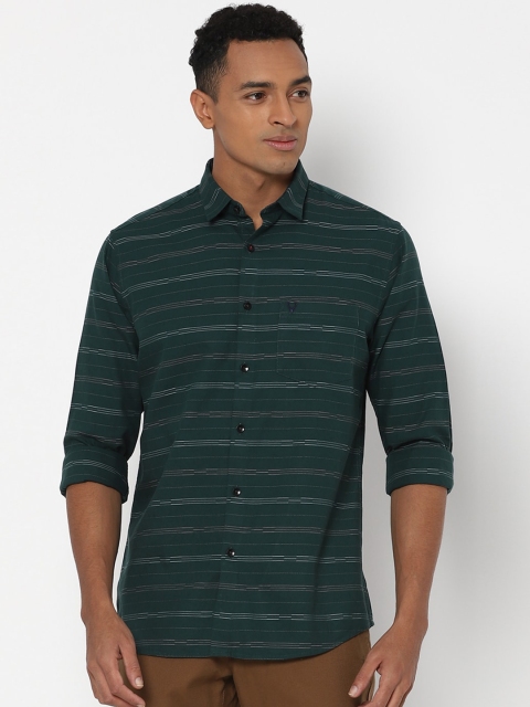 

Allen Solly Men Green Slim Fit Striped Cotton Casual Shirt
