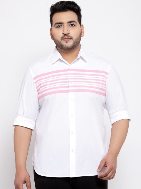 

plusS Men Plus Size White Regular Fit Solid Casual Shirt