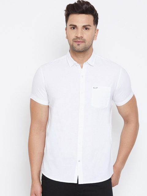 Canary London Men White Slim Fit Solid Casual Shirt