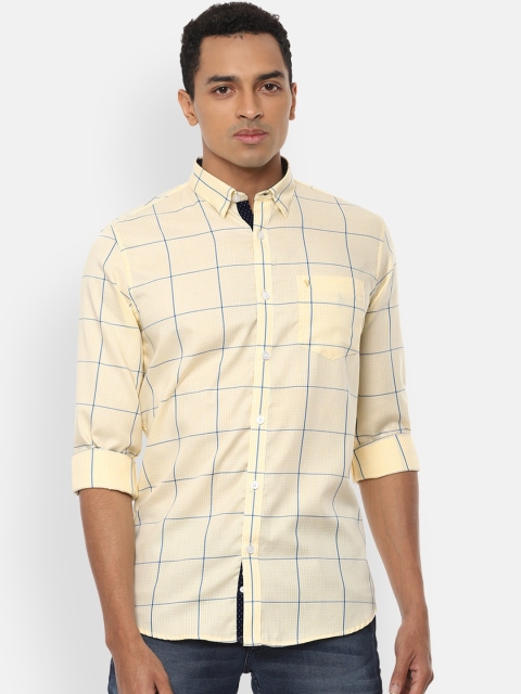 

Van Heusen Sport Men Yellow & Blue Cotton Slim Fit Checked Casual Shirt