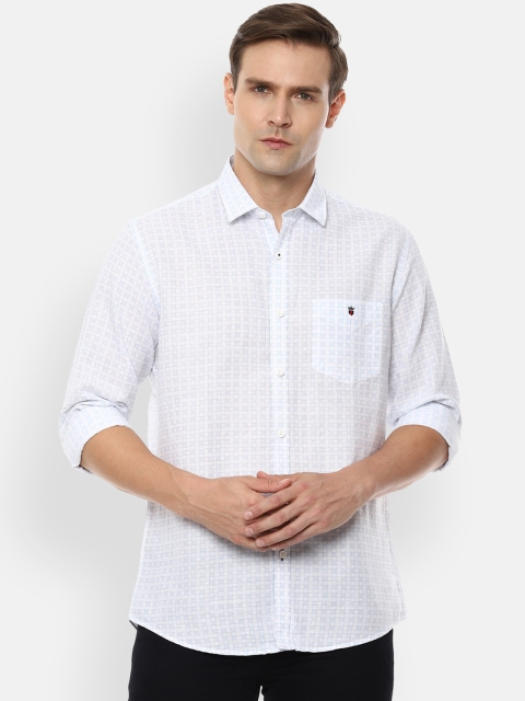 

Louis Philippe Sport Men White & Blue Slim Fit Checked Casual Shirt