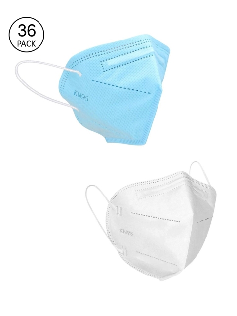 

OOMPH Unisex Pack Of 36 5-Ply Reusable Anti-Pollution KN95 Face Masks, Blue