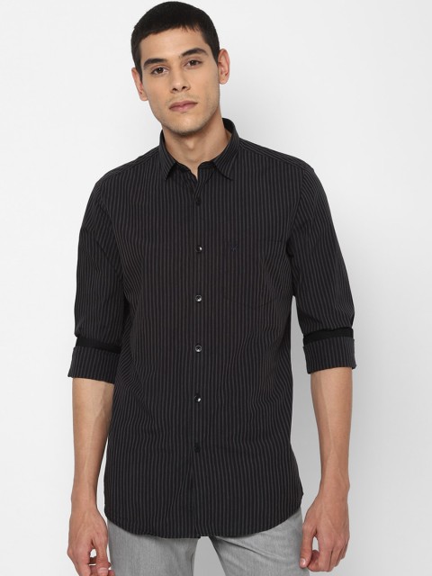 

Allen Solly Men Black Slim Fit Striped Casual Shirt