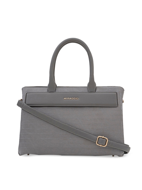 

MIRAGGIO Grey Croc Textured Catalina Handheld Bag