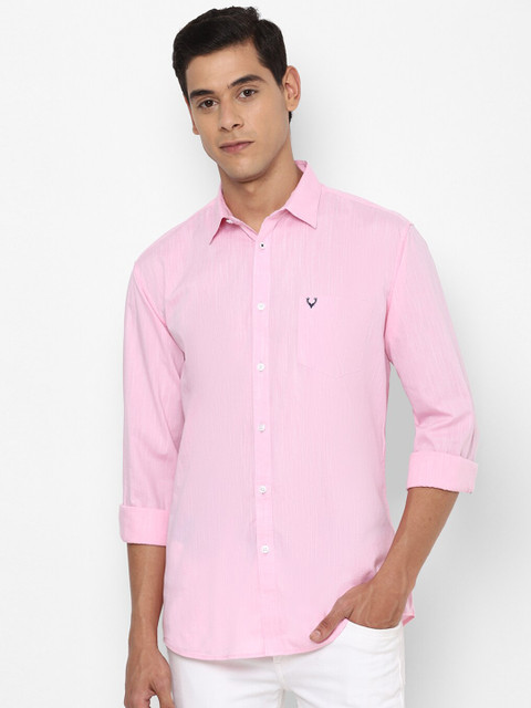 

Allen Solly Men Pink Slim Fit Striped Cotton Casual Shirt