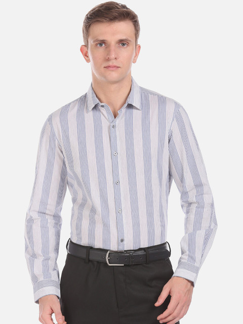 

Arrow New York Men Blue & White Slim Fit Striped Cotton Casual Shirt