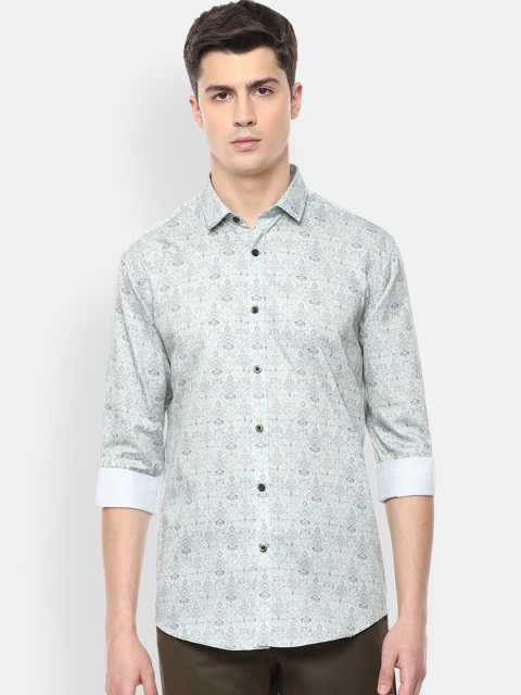 

V Dot Men Blue Slim Fit Printed Casual Shirt
